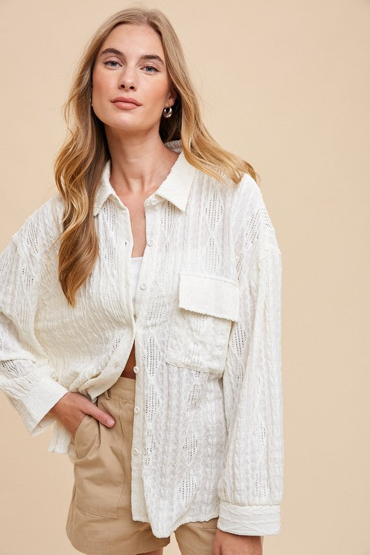 Button Down Drop Shoulder Shirt