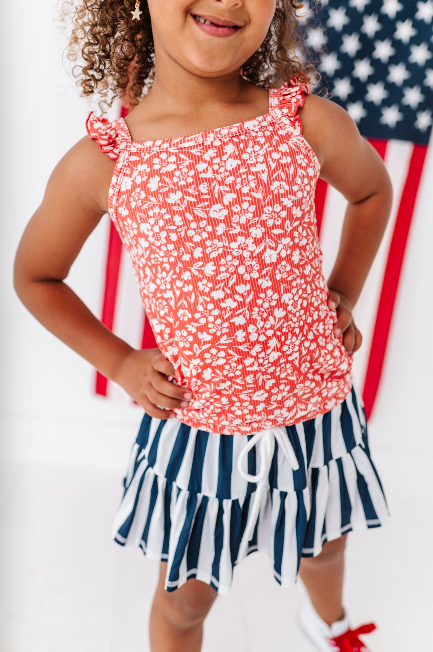 Americana Red Floral | Ribbed Tank