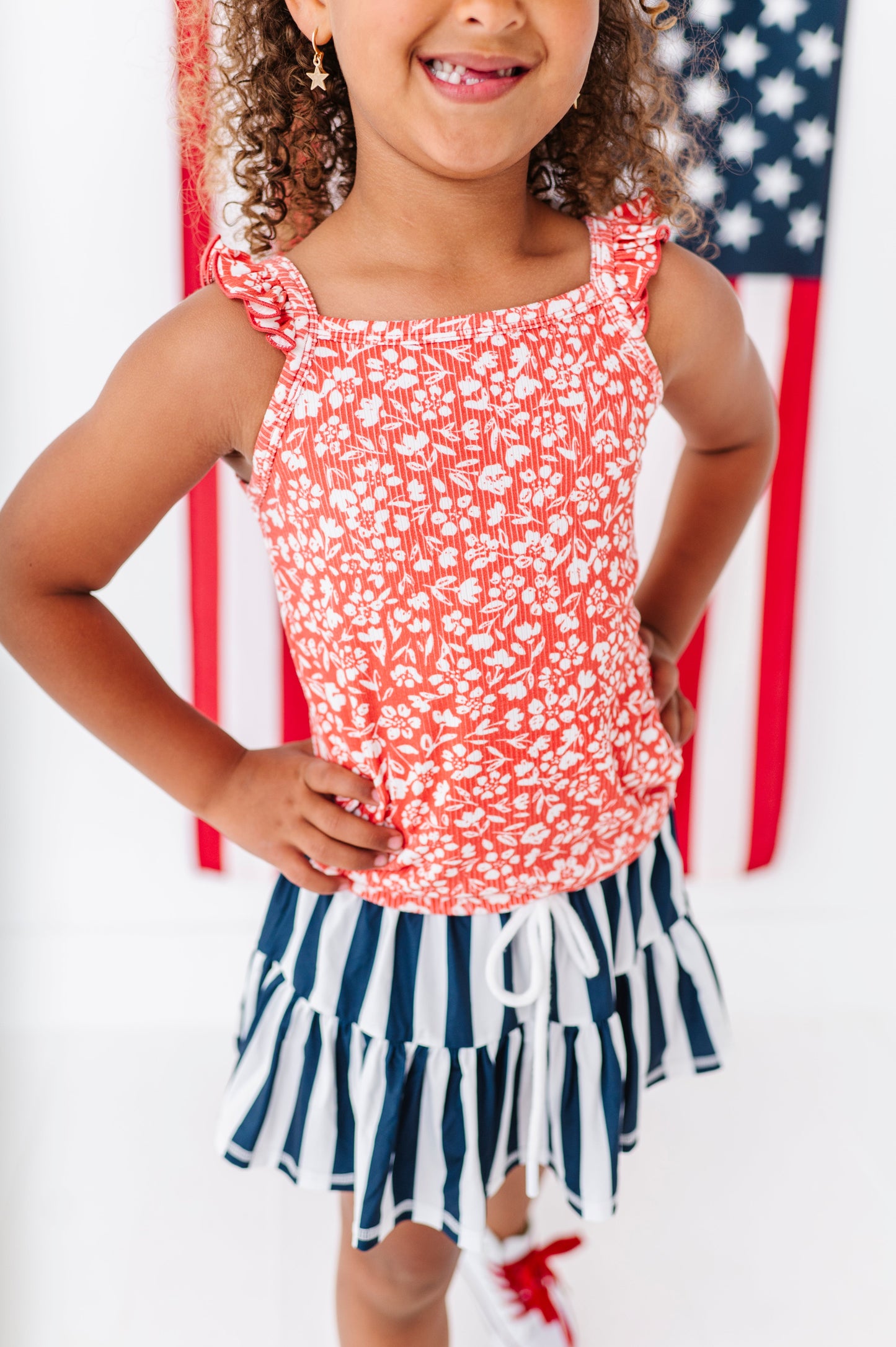 Americana Red Floral | Ribbed Tank