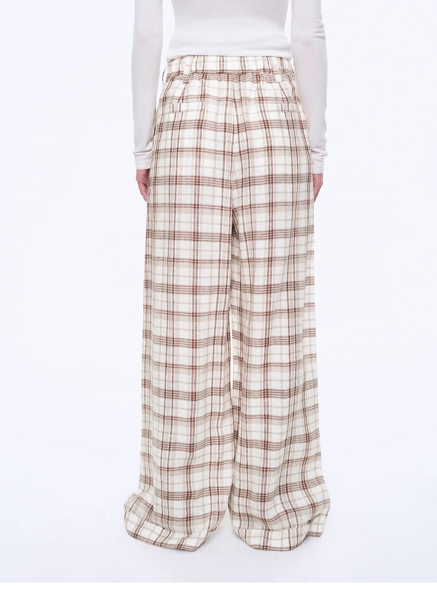 "Plaid Accent" Linen Pants