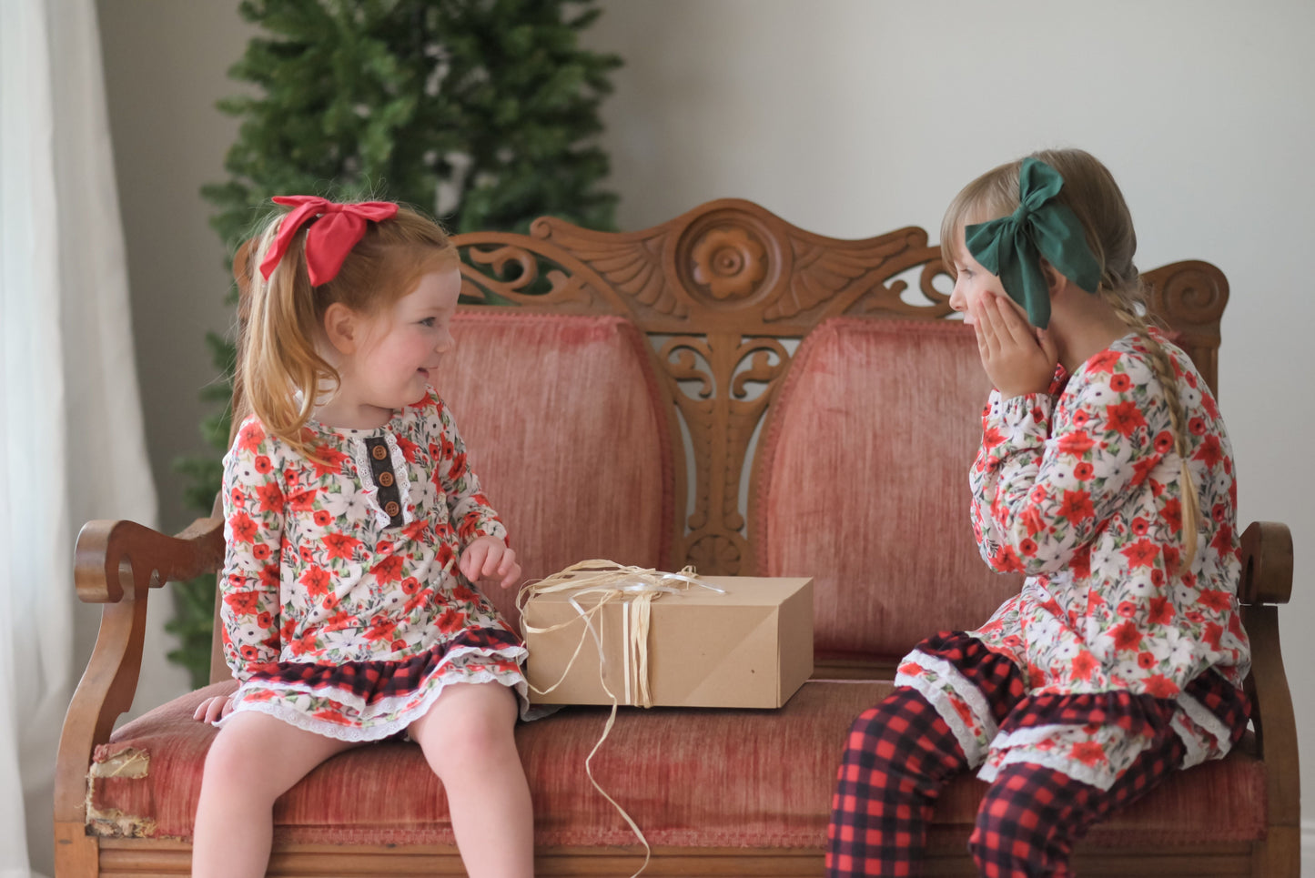 Poinsettia Holly Berry Girls Tunic Cozy Set