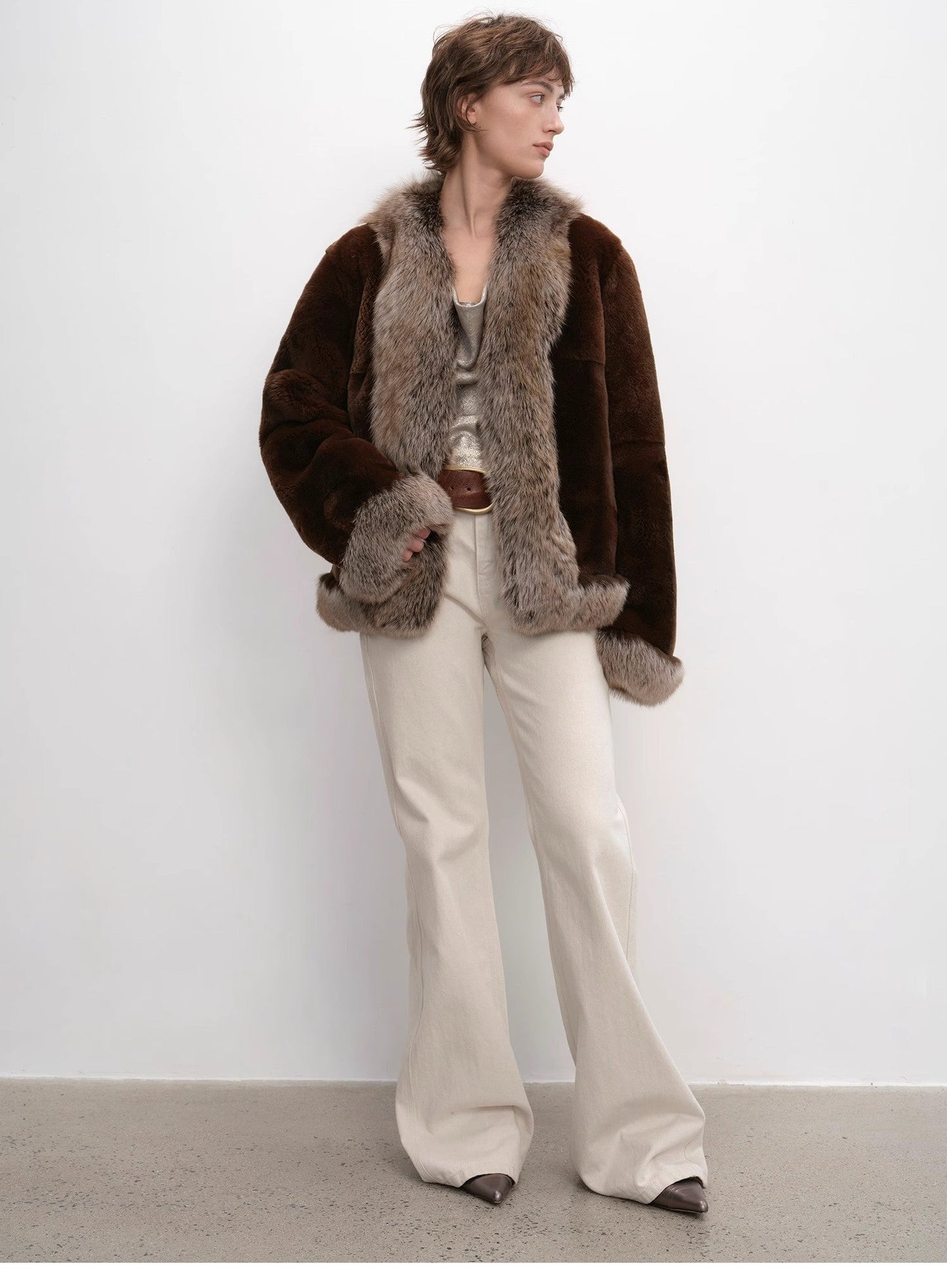 Paris Pictorial Vintage Two-Tone Fox Fur Collar Jacket