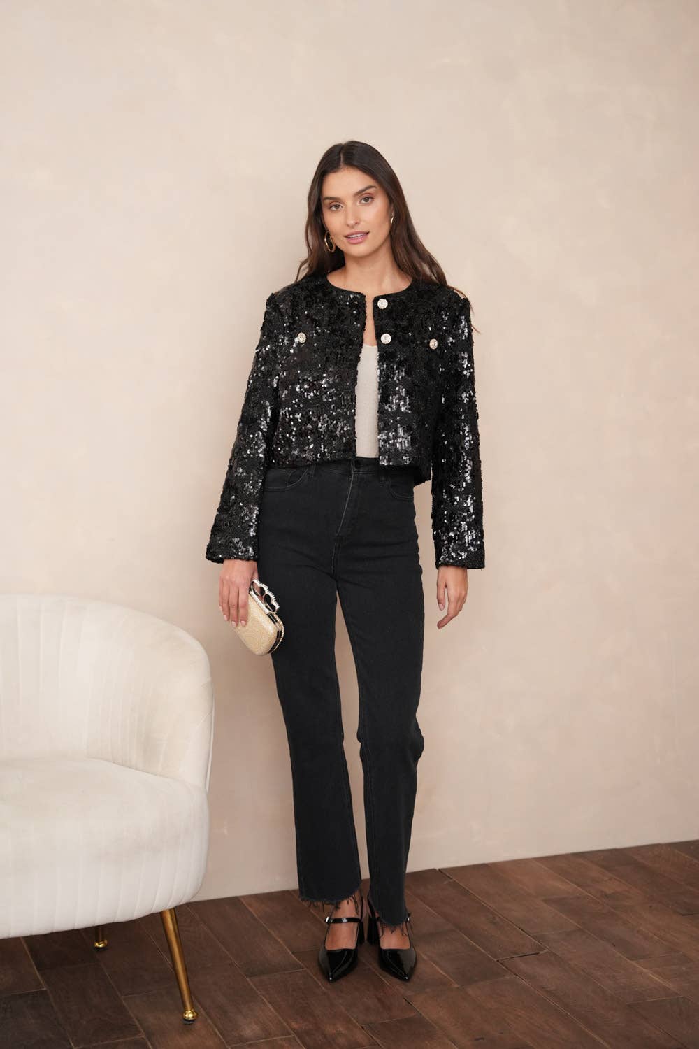 Sequin Tweed Jacket