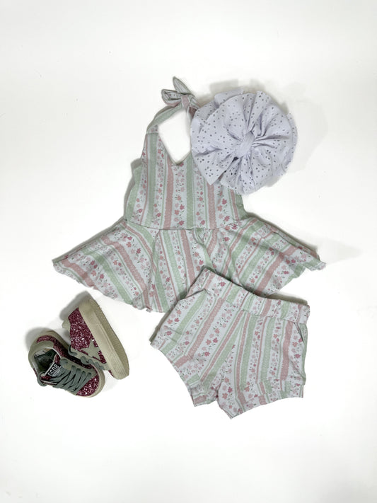 Pink Floral Peplum Set