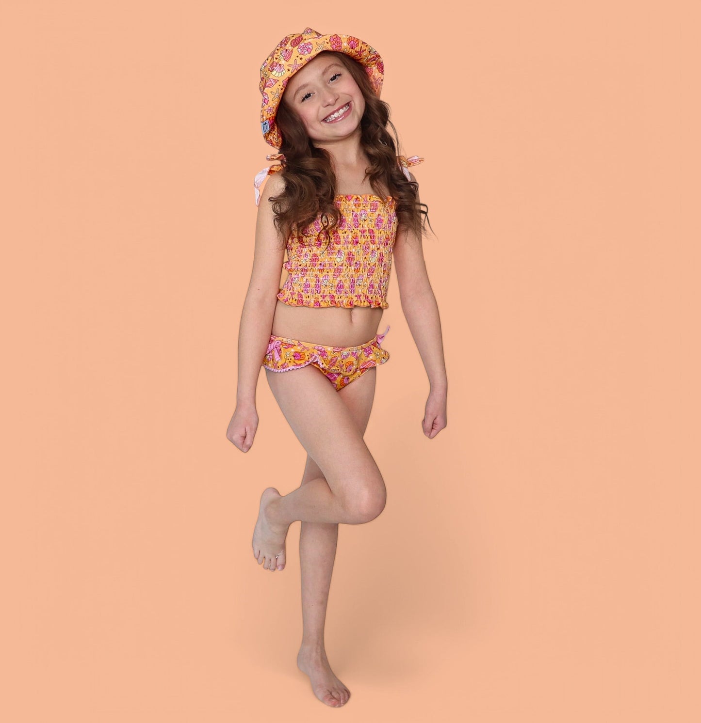 SHELLO SUMMER DREAM SMOCKED TANKINI TWO PIECE SWIM SUIT