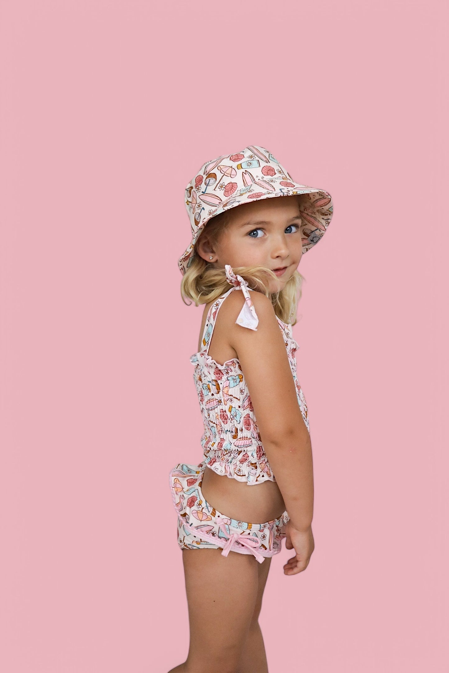 FUN IN THE SUN DREAM SMOCKED TANKINI TWO PIECE SWIM SUIT