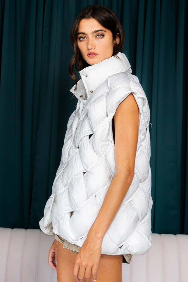 Camel Button-Up Puffer Vest