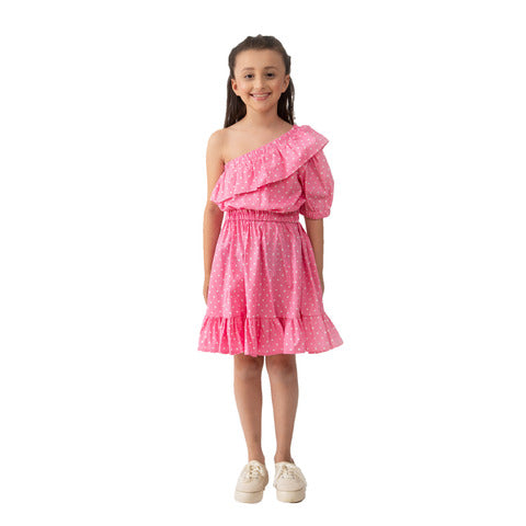 Piccola Ludo - Pink One Shoulder Dress
