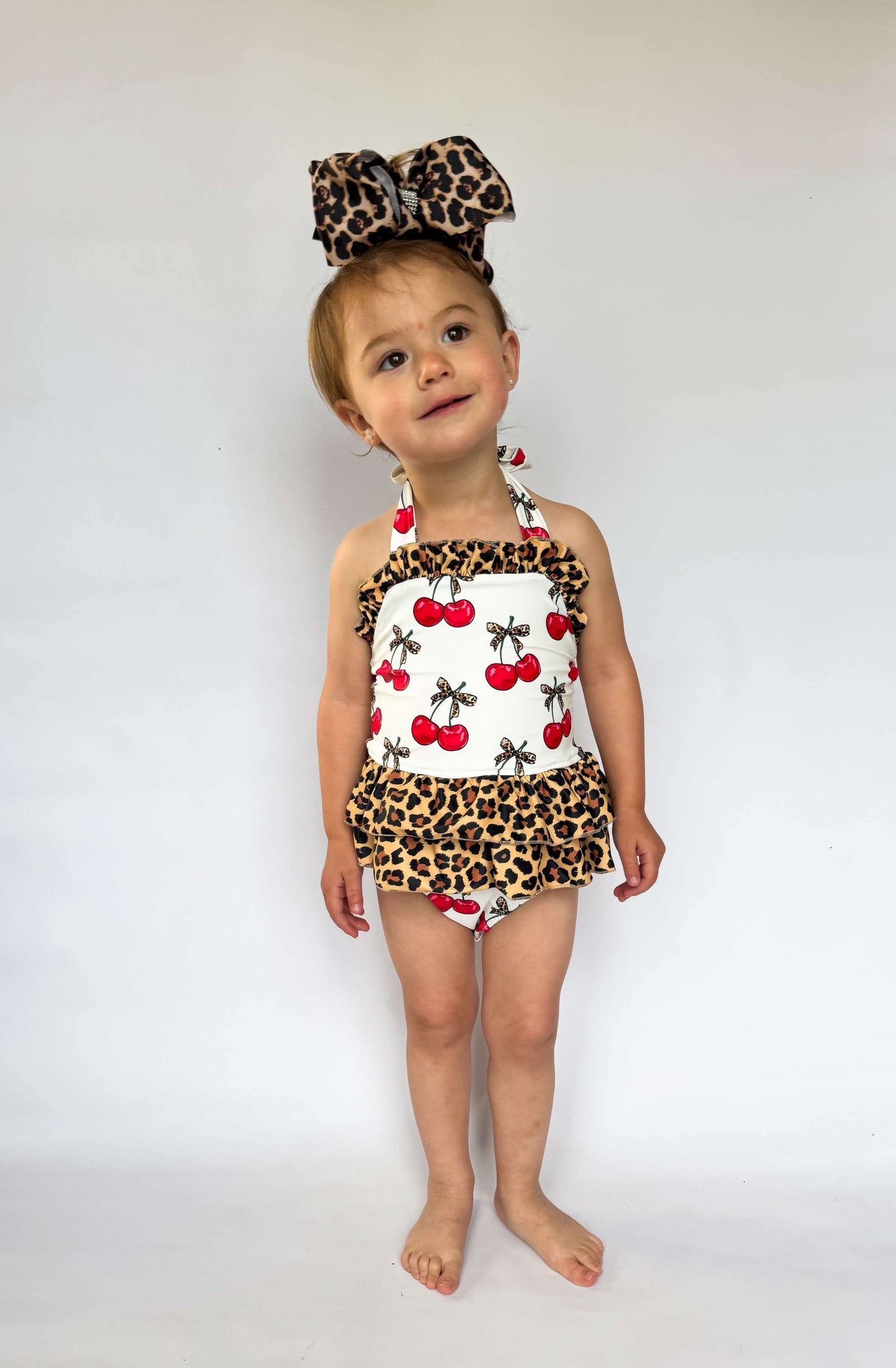 Cherry-licious Ruffled Swim Suit
