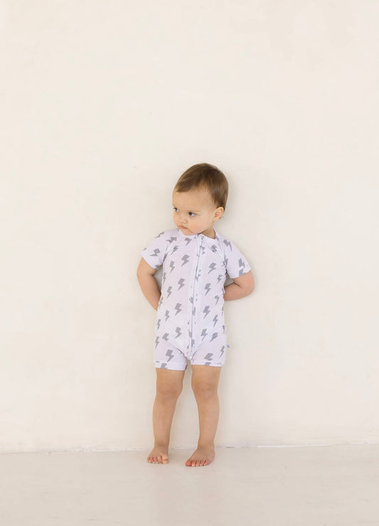 Bolt (Ribbed) | Bamboo Shortie Zip Romper