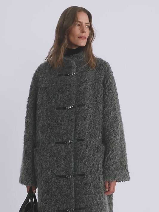 Parisian Affair Circle Long Fur Toggle Coat for Women