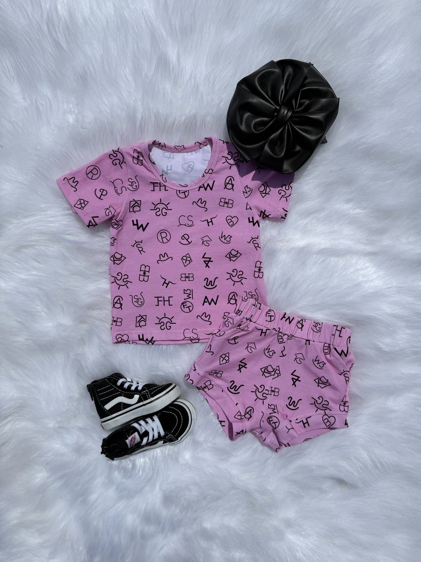 Pink Branded Short Set