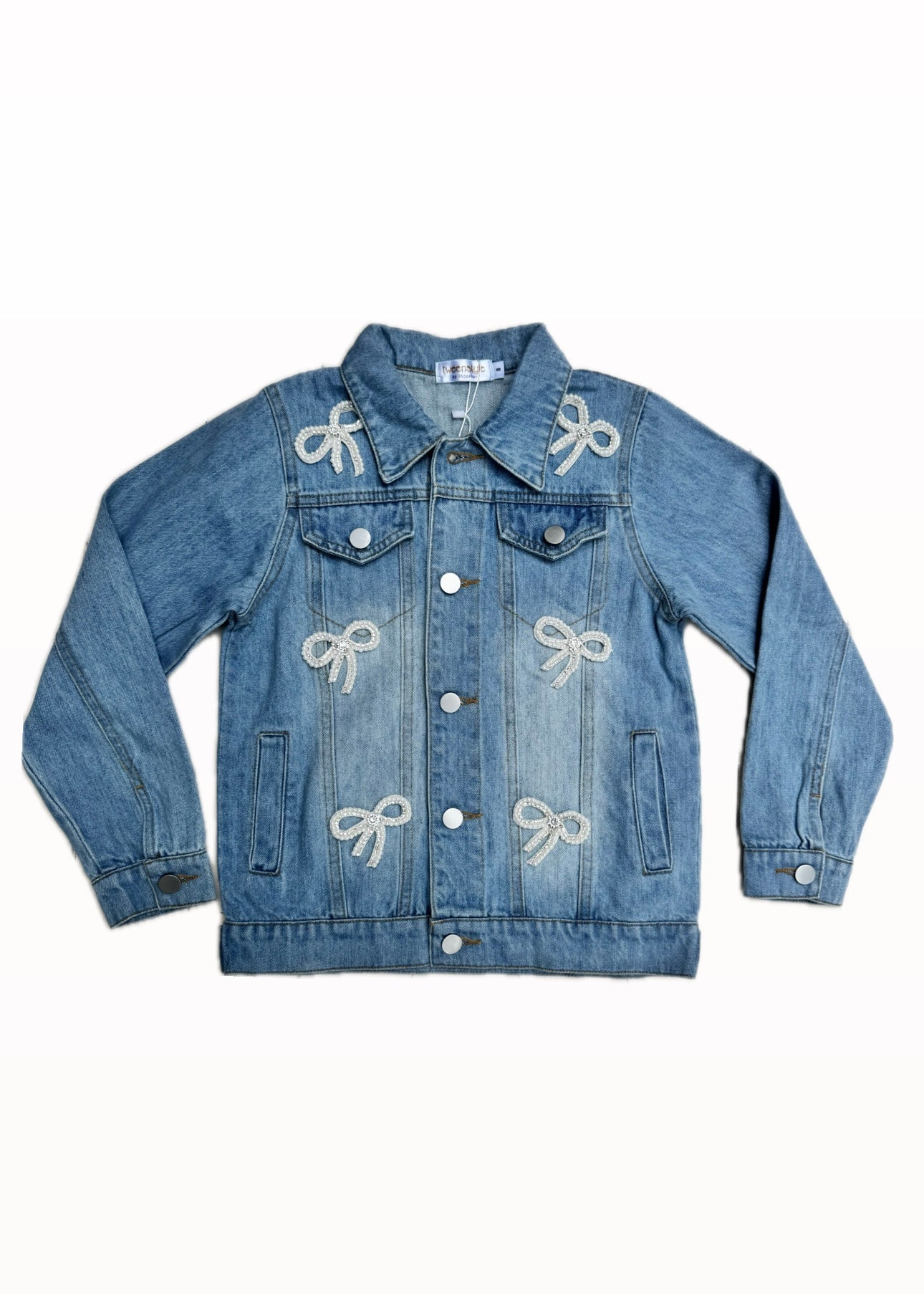 Bow Applique Denim Jacket