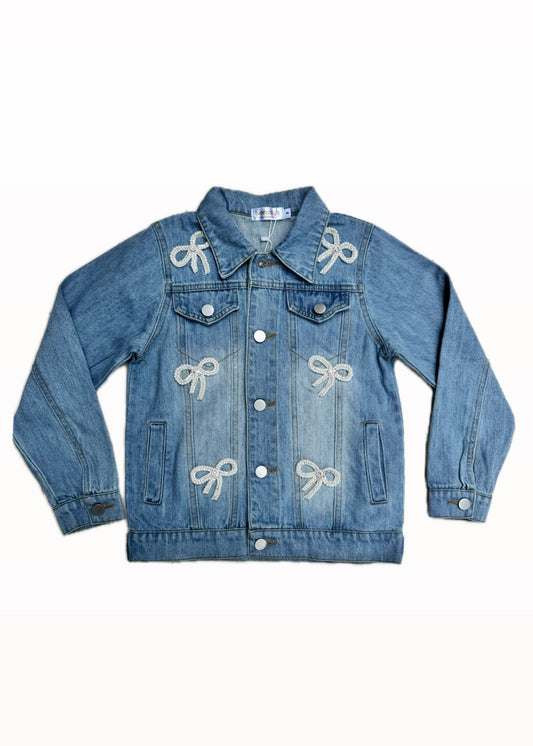 Bow Applique Denim Jacket