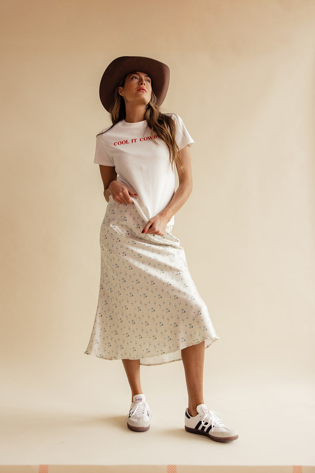 Ocean Eyes Floral Satin Skirt