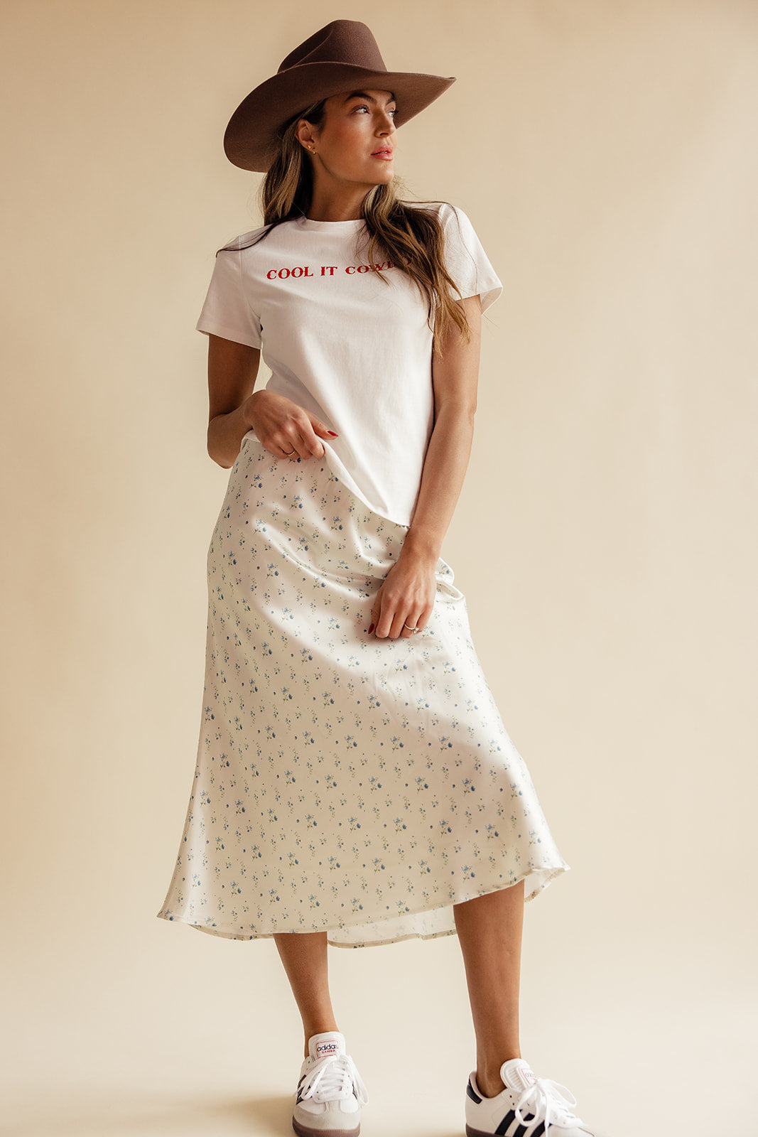 Ocean Eyes Floral Satin Skirt