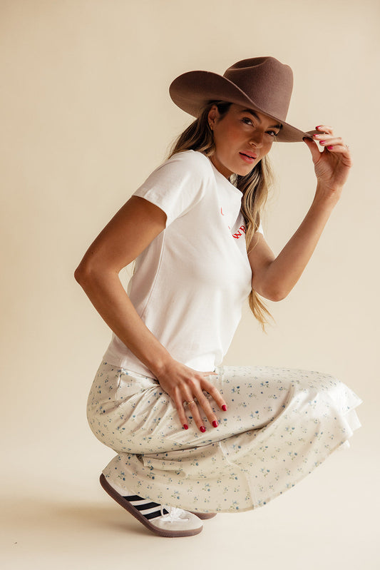 Ocean Eyes Floral Satin Skirt