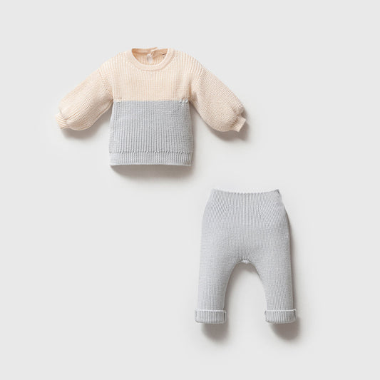 Blue Cloud Knit Sweater & Pant Set