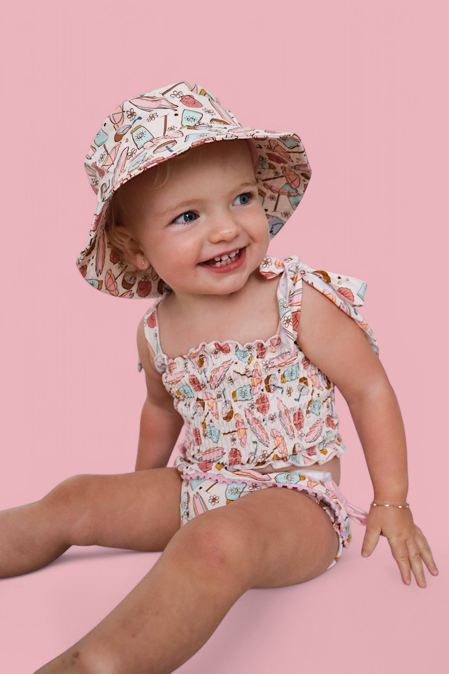 FUN IN THE SUN DREAM SMOCKED TANKINI TWO PIECE SWIM SUIT