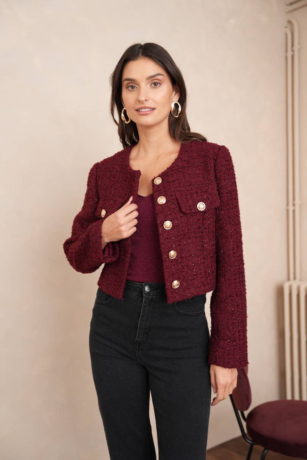 Jenny Sequin Tweed Jacket