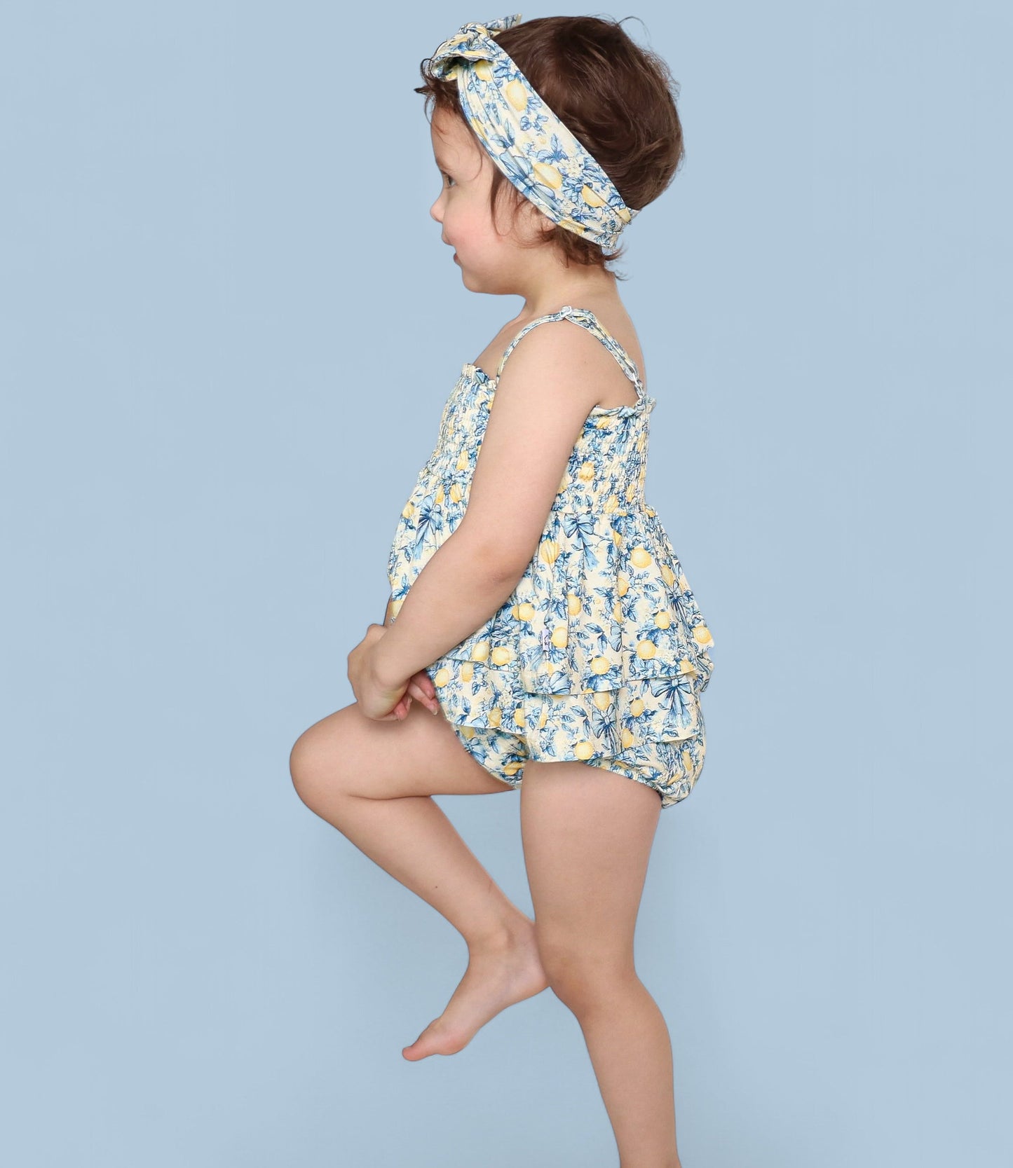 VINTAGE CITRUS TOILE SMOCKED TIERED DREAM BODYSUIT DRESS