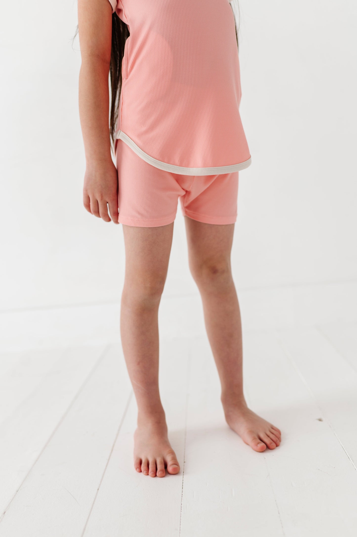 PEACHY | T-Shirt Dress + Shorts RIB SET