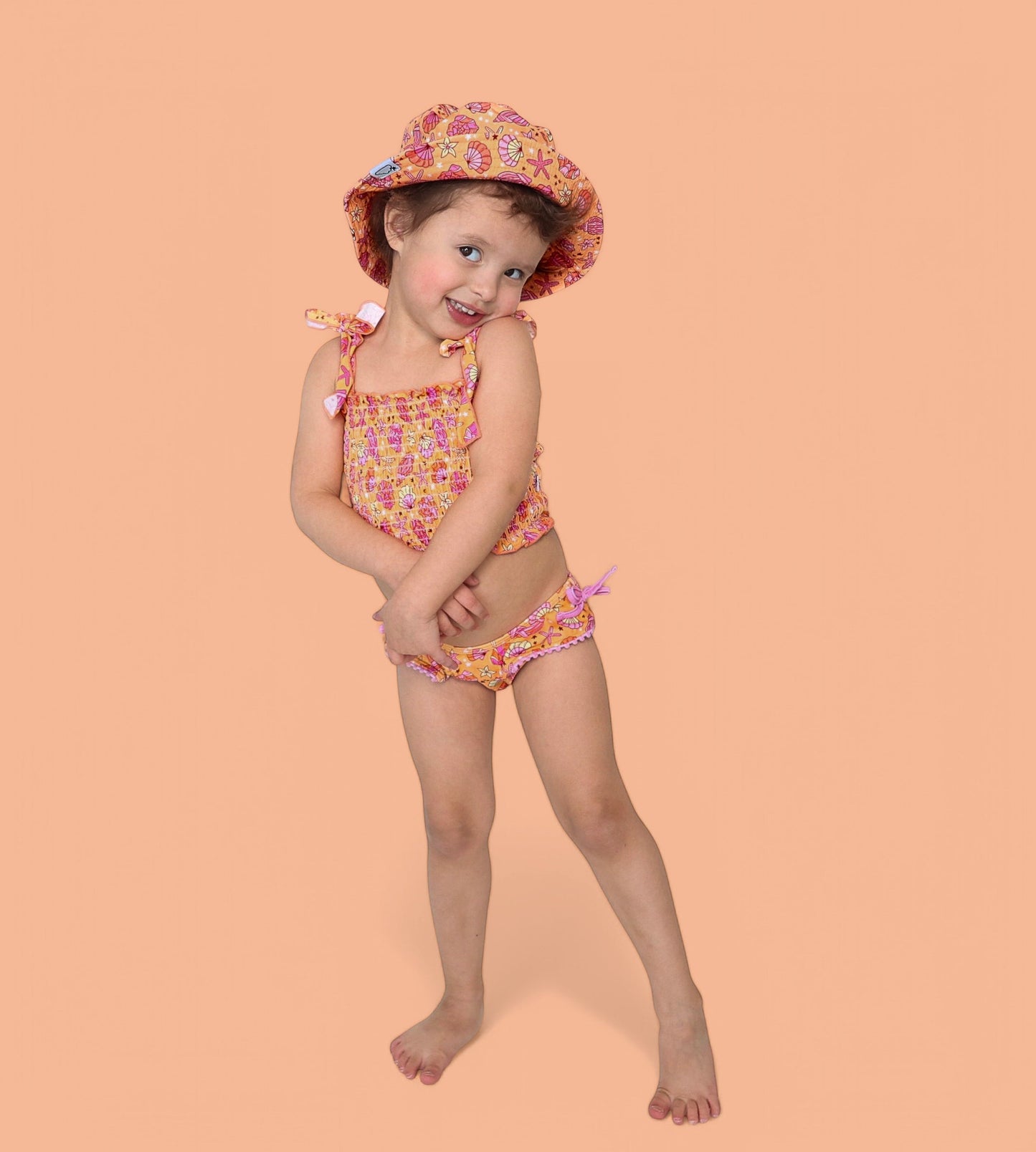 SHELLO SUMMER DREAM SMOCKED TANKINI TWO PIECE SWIM SUIT