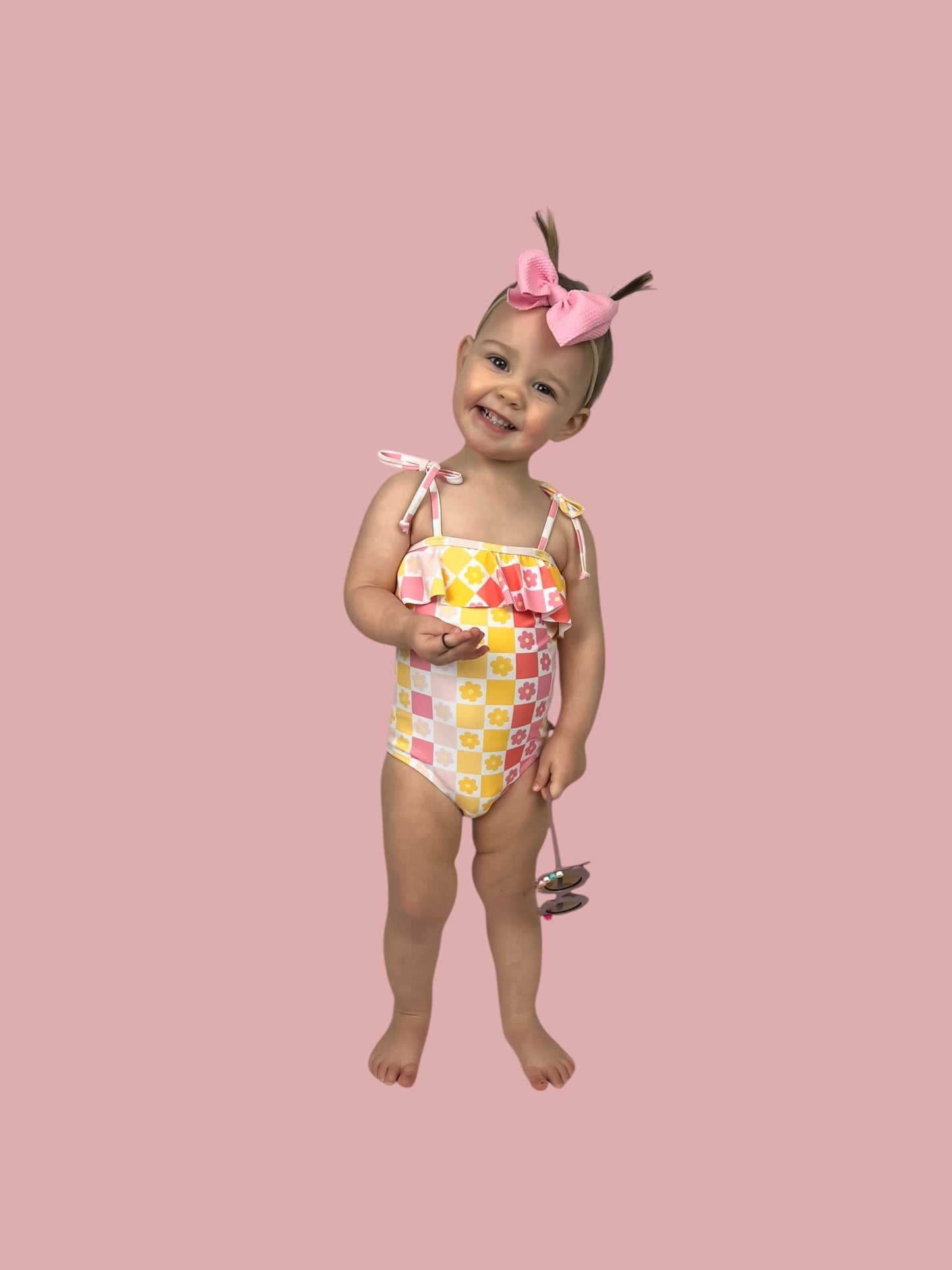 SUMMER SUNSET CHECKERS DREAM ONE PIECE SWIM SUIT