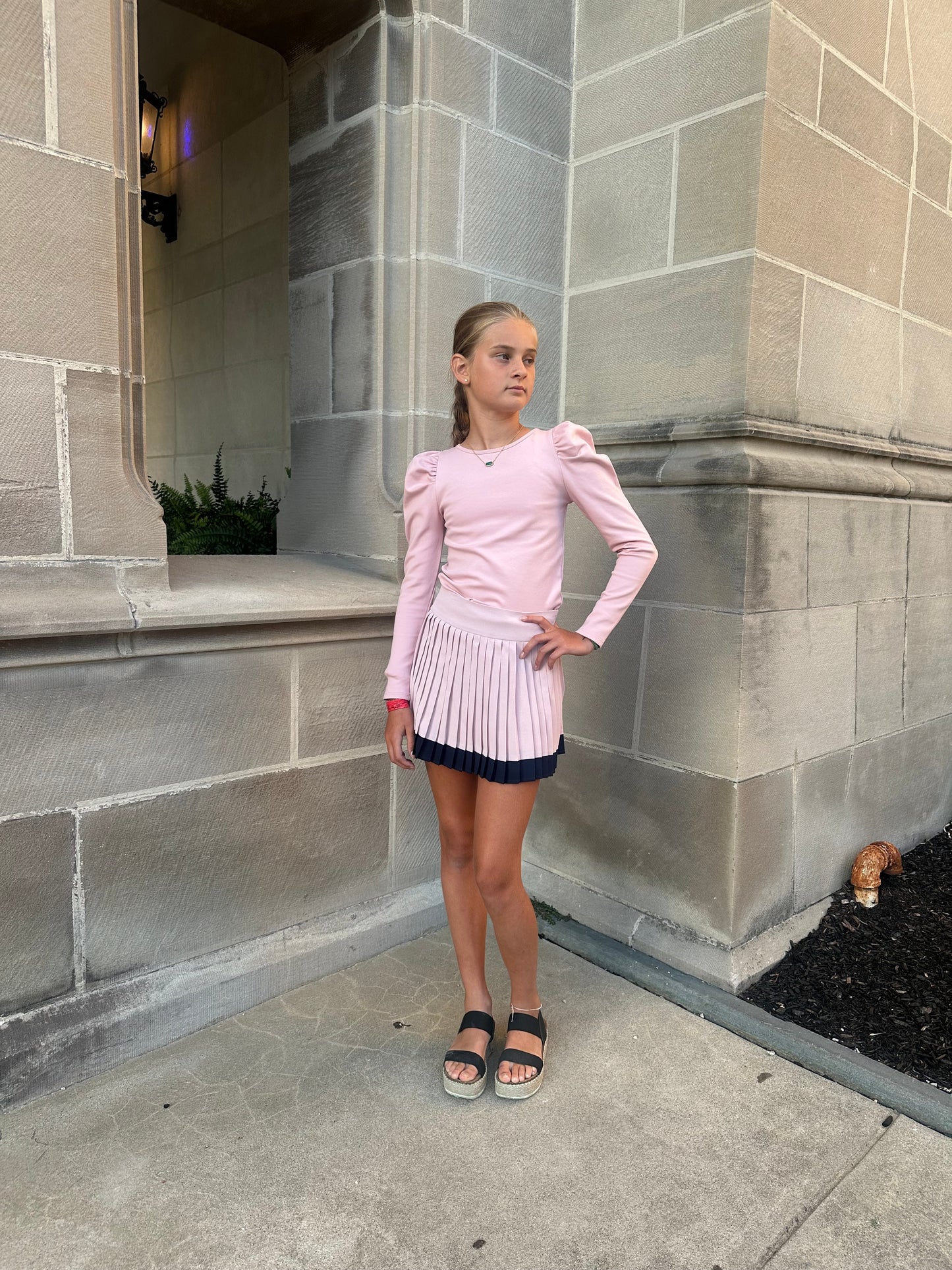 AA Blush Pink Puff Sleeve Cotton Top