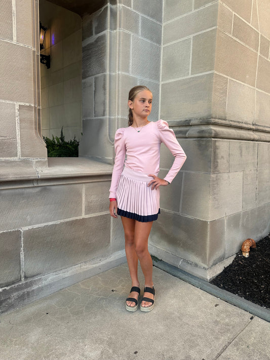 AA Blush Pink Puff Sleeve Cotton Top