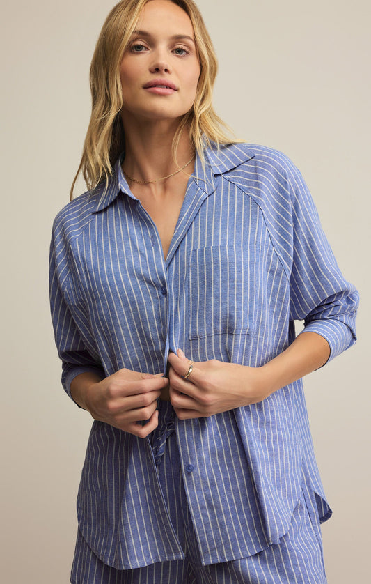 PERFECT LINEN STRIPE TOP