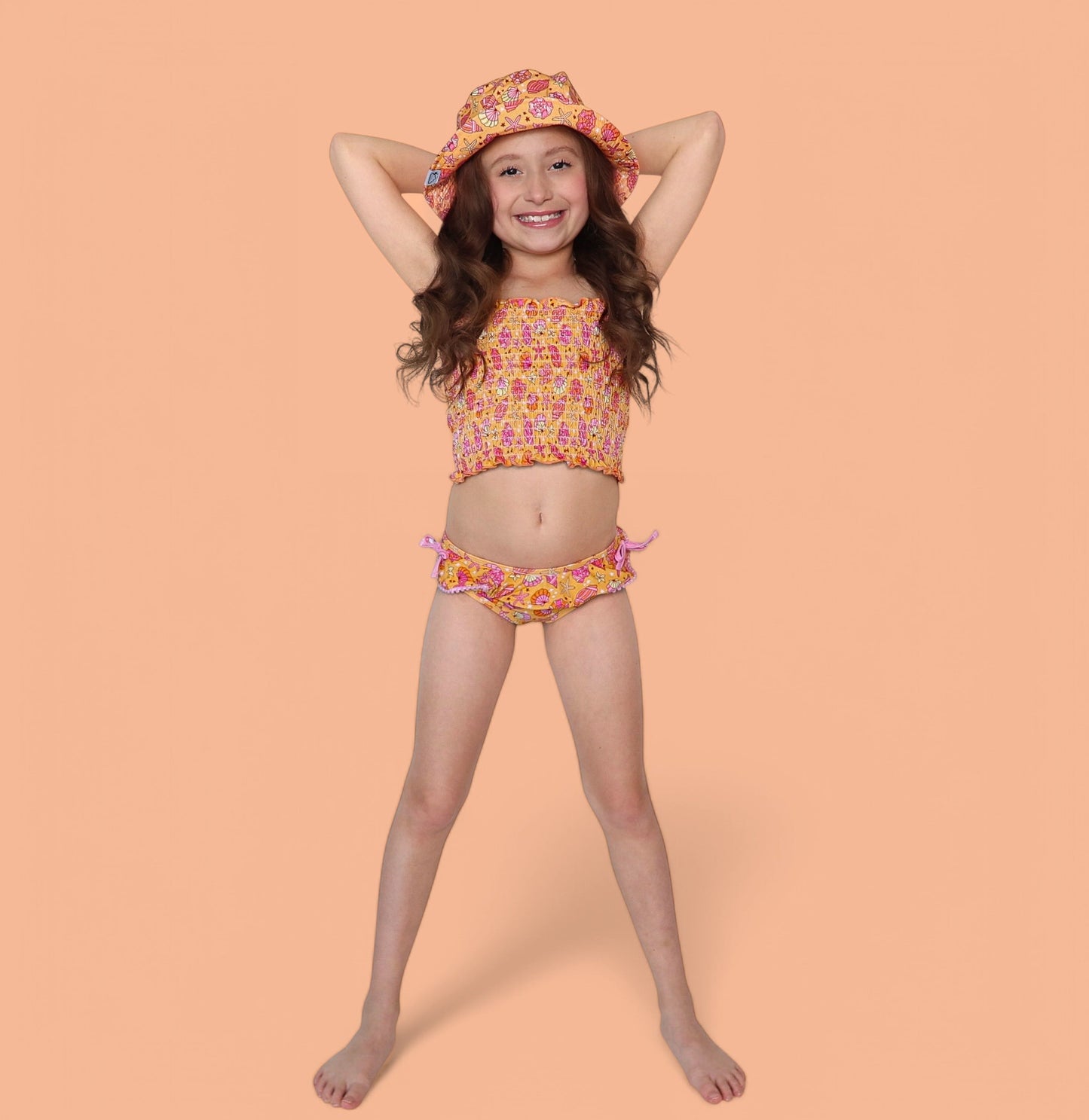 SHELLO SUMMER DREAM SMOCKED TANKINI TWO PIECE SWIM SUIT