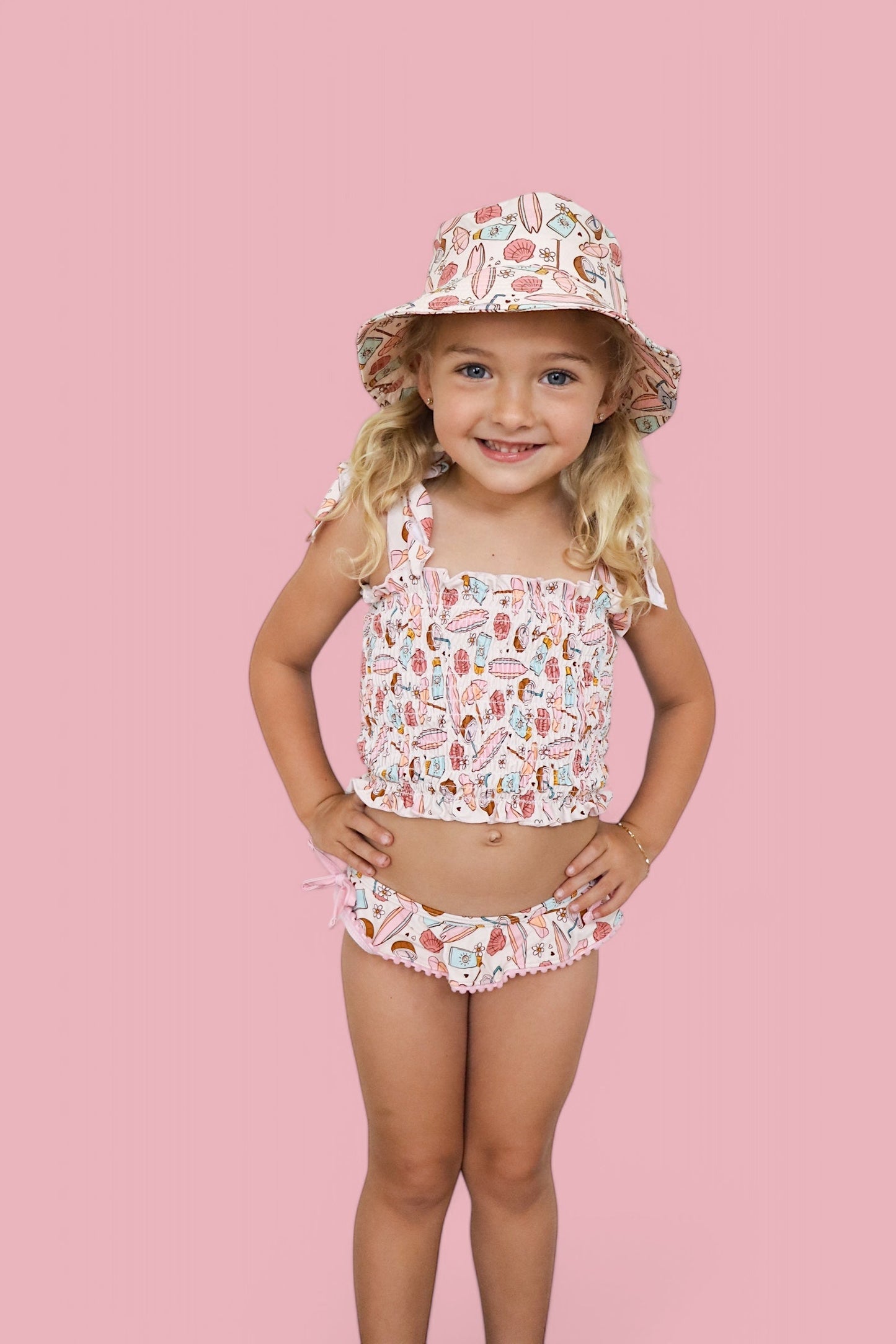 FUN IN THE SUN DREAM SMOCKED TANKINI TWO PIECE SWIM SUIT