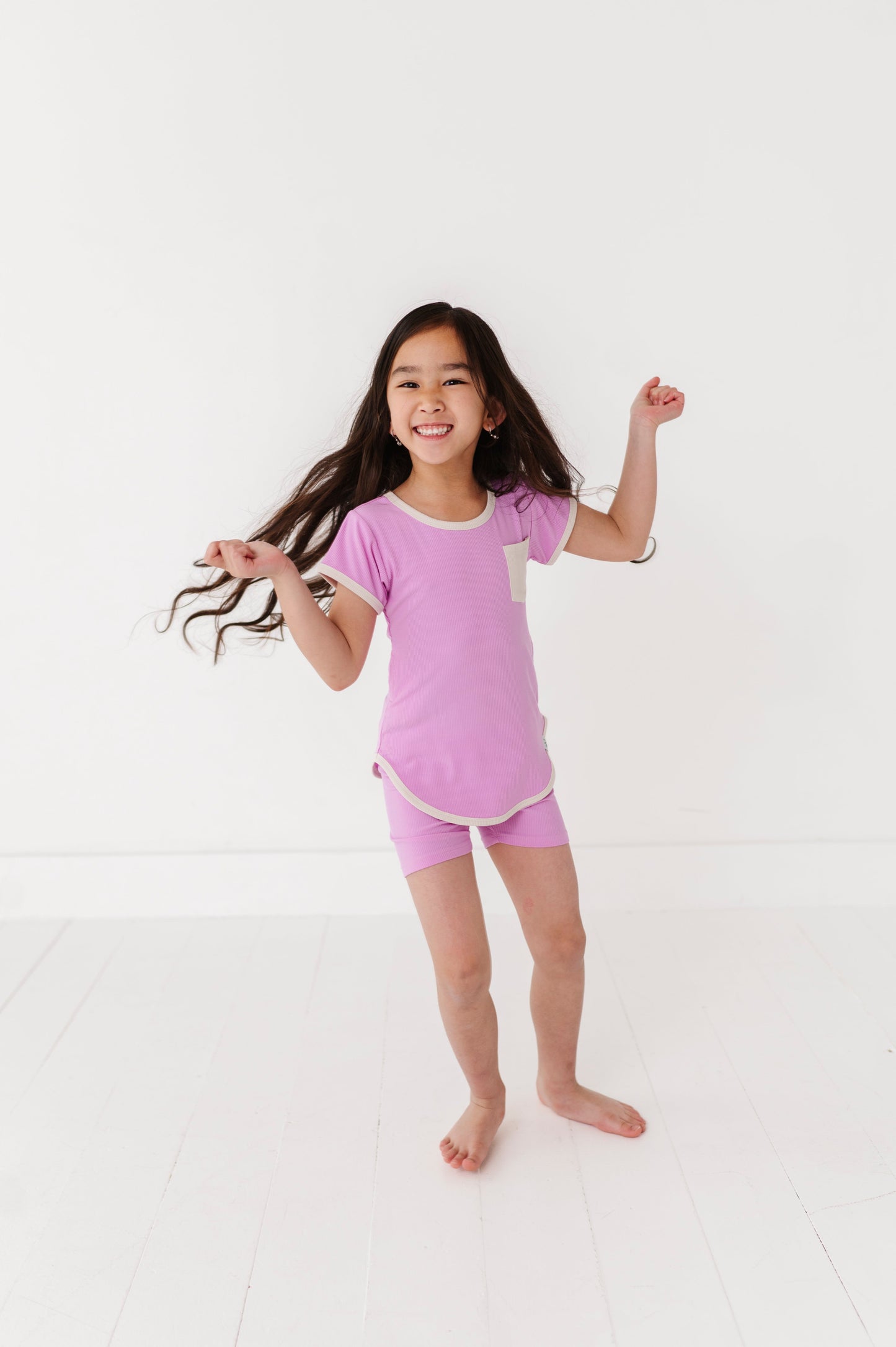LAVENDER | T-Shirt Dress + Shorts RIB SET