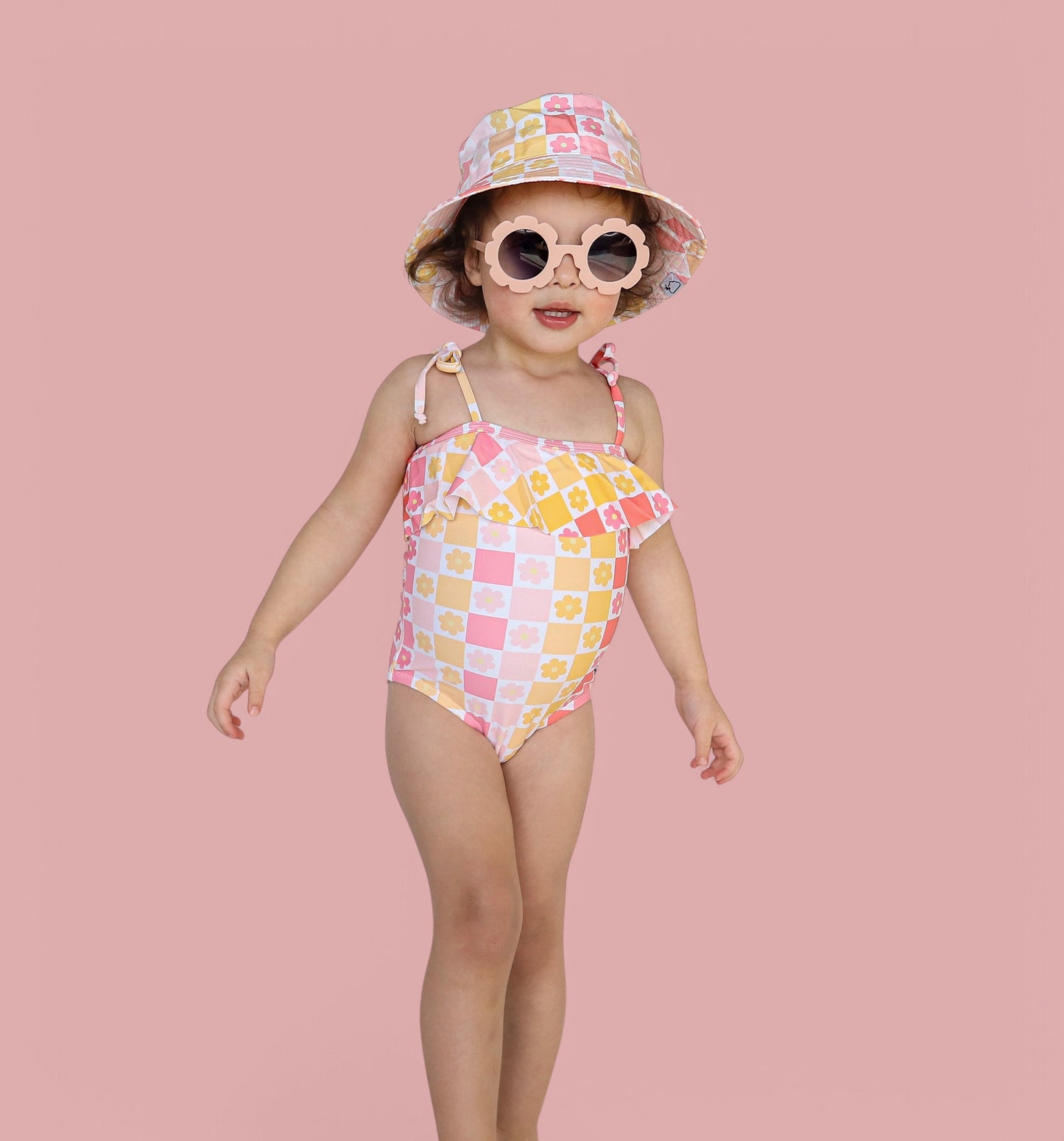 SUMMER SUNSET CHECKERS DREAM ONE PIECE SWIM SUIT