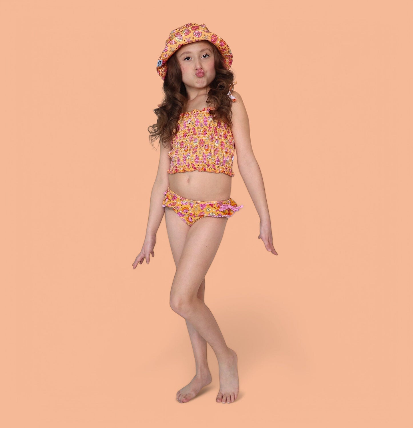 SHELLO SUMMER DREAM SMOCKED TANKINI TWO PIECE SWIM SUIT