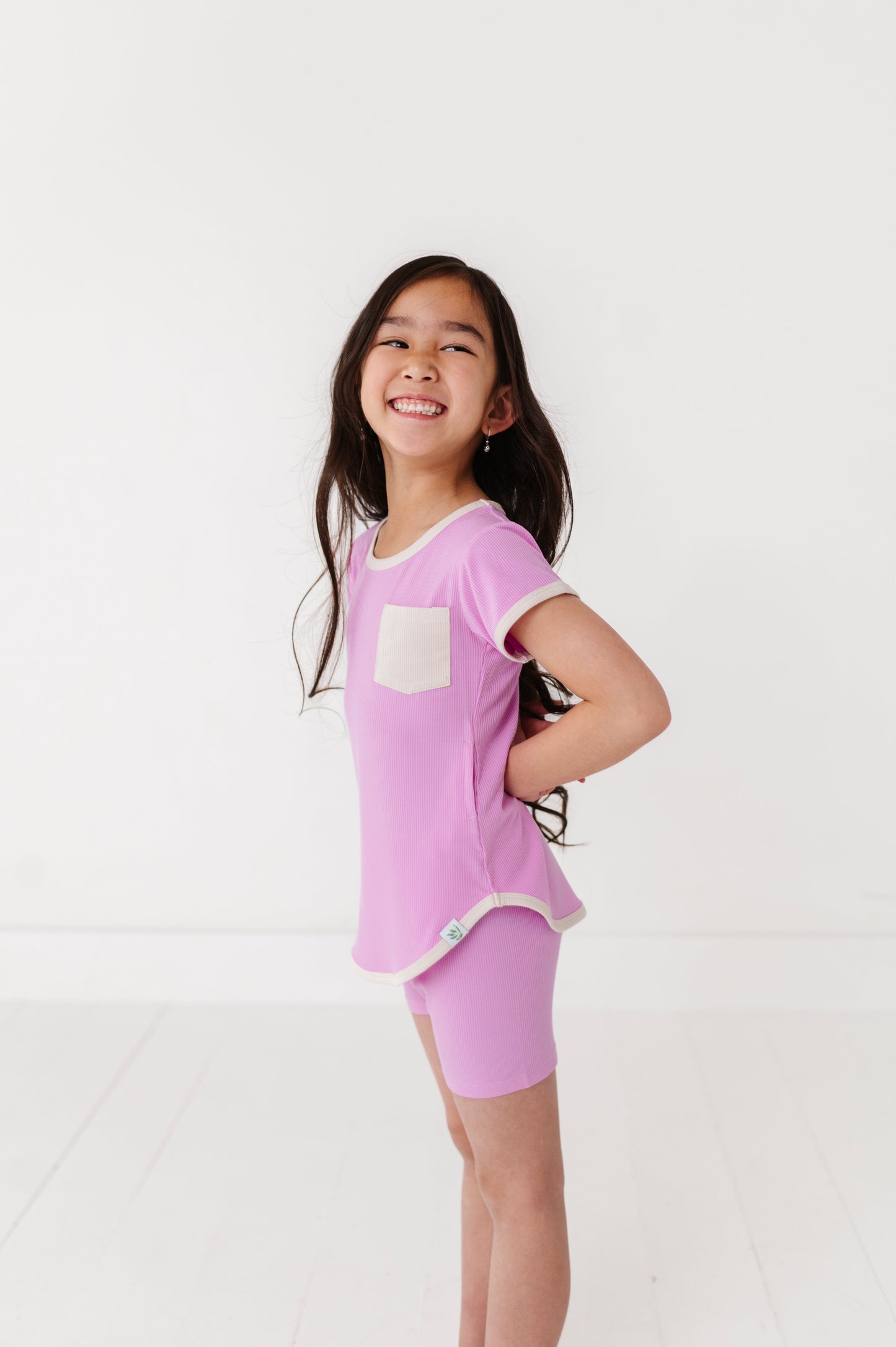LAVENDER | T-Shirt Dress + Shorts RIB SET