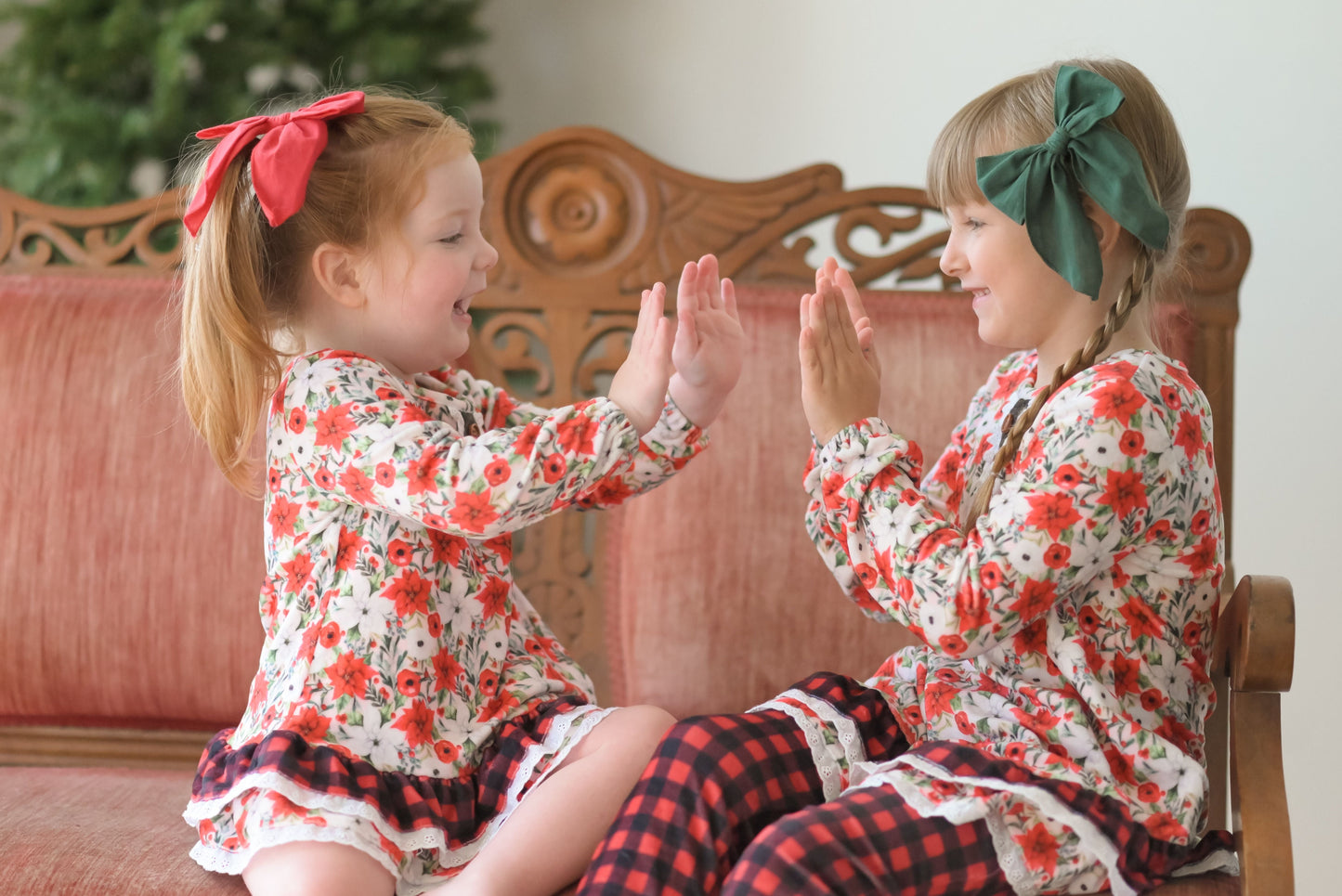 Poinsettia Holly Berry Girls Tunic Cozy Set