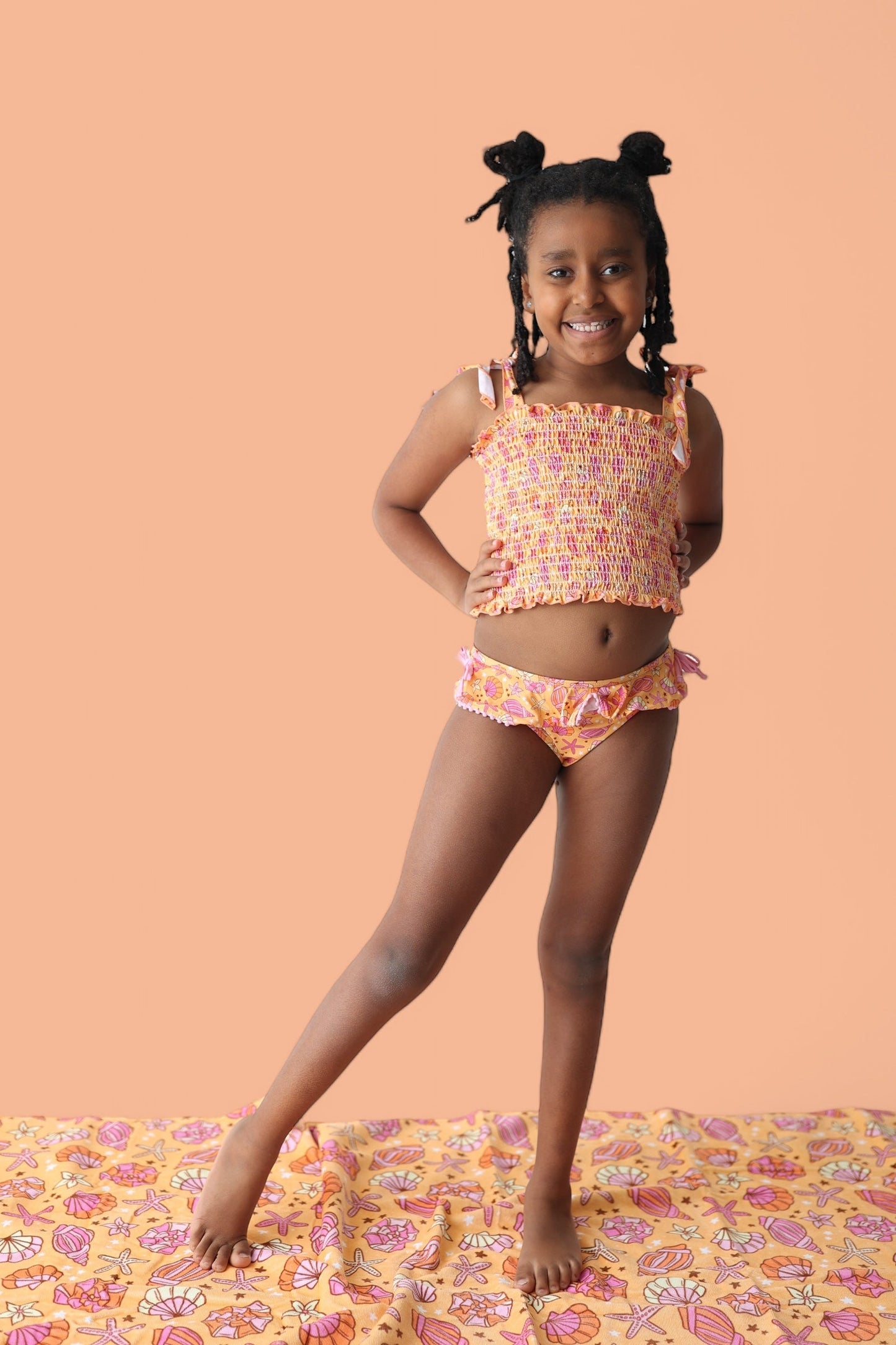SHELLO SUMMER DREAM SMOCKED TANKINI TWO PIECE SWIM SUIT