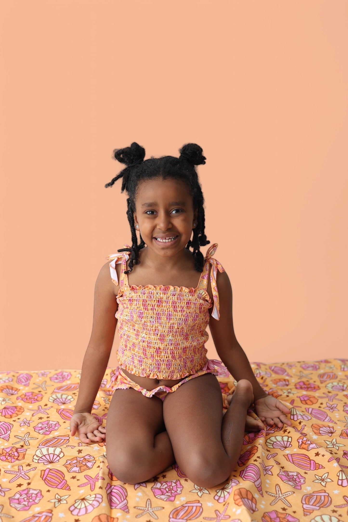 SHELLO SUMMER DREAM SMOCKED TANKINI TWO PIECE SWIM SUIT