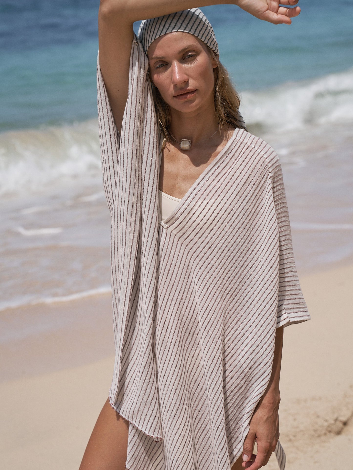 Ava Kimono - Burgundy Stripes