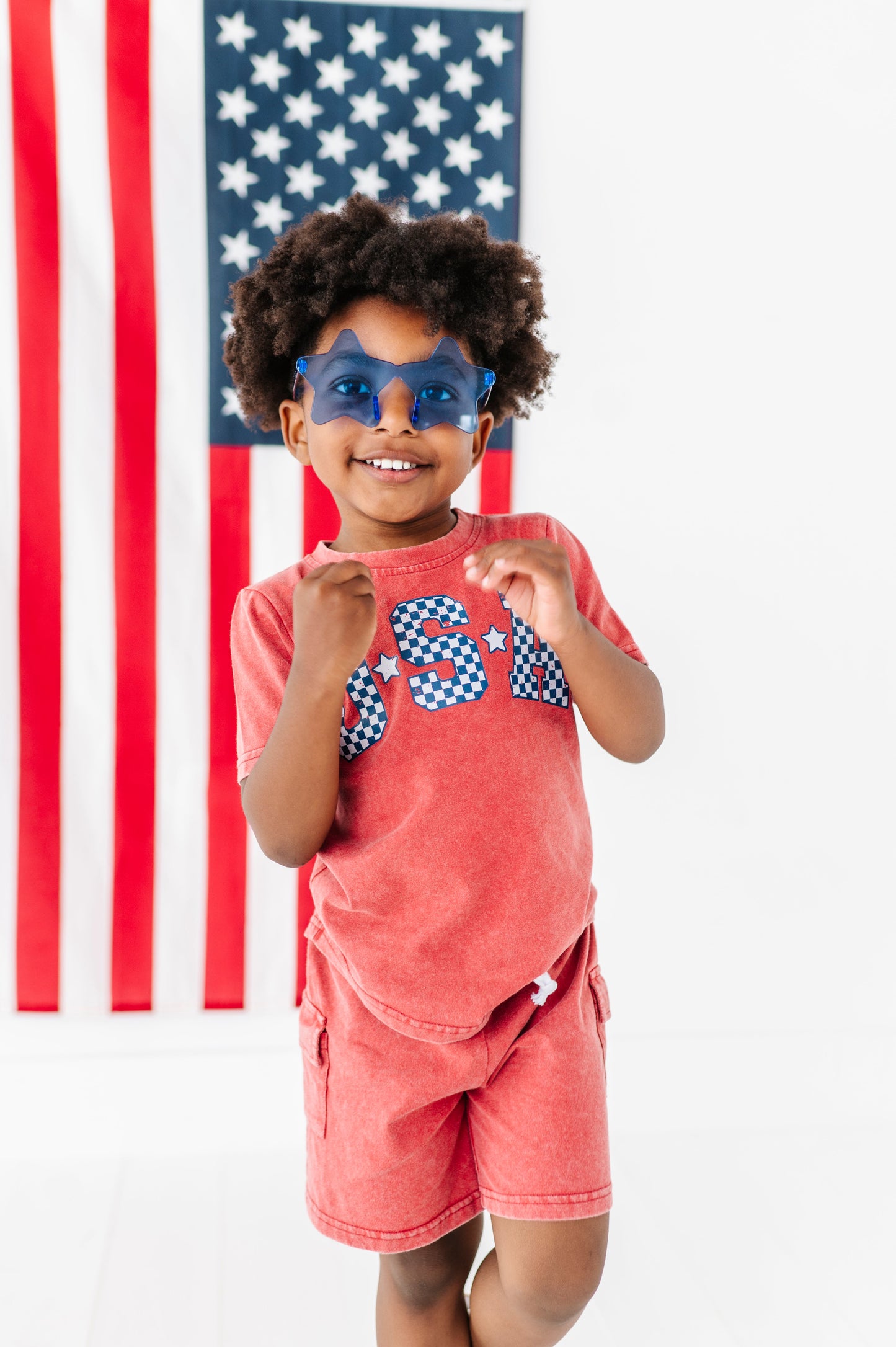 Red ‘USA’ Check | BOYS Tee