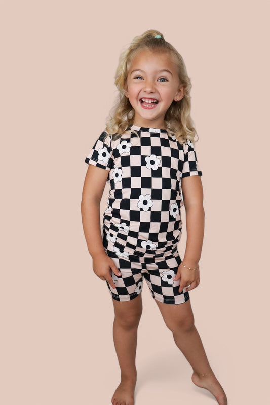 RETRO DAISY CHECKS DREAM SHORT SET