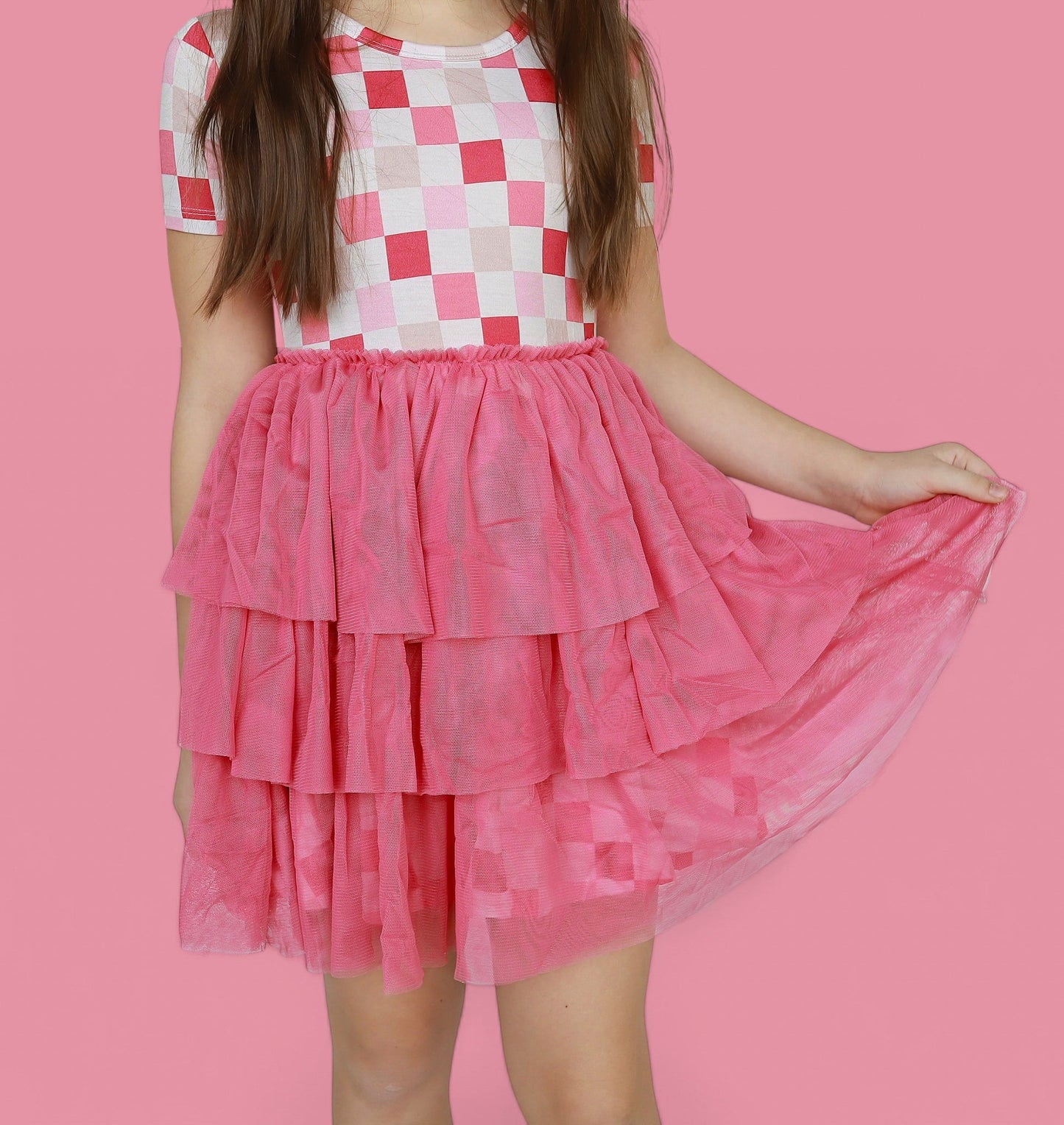 DREAMY PINK CHECKERS DREAM TUTU DRESS