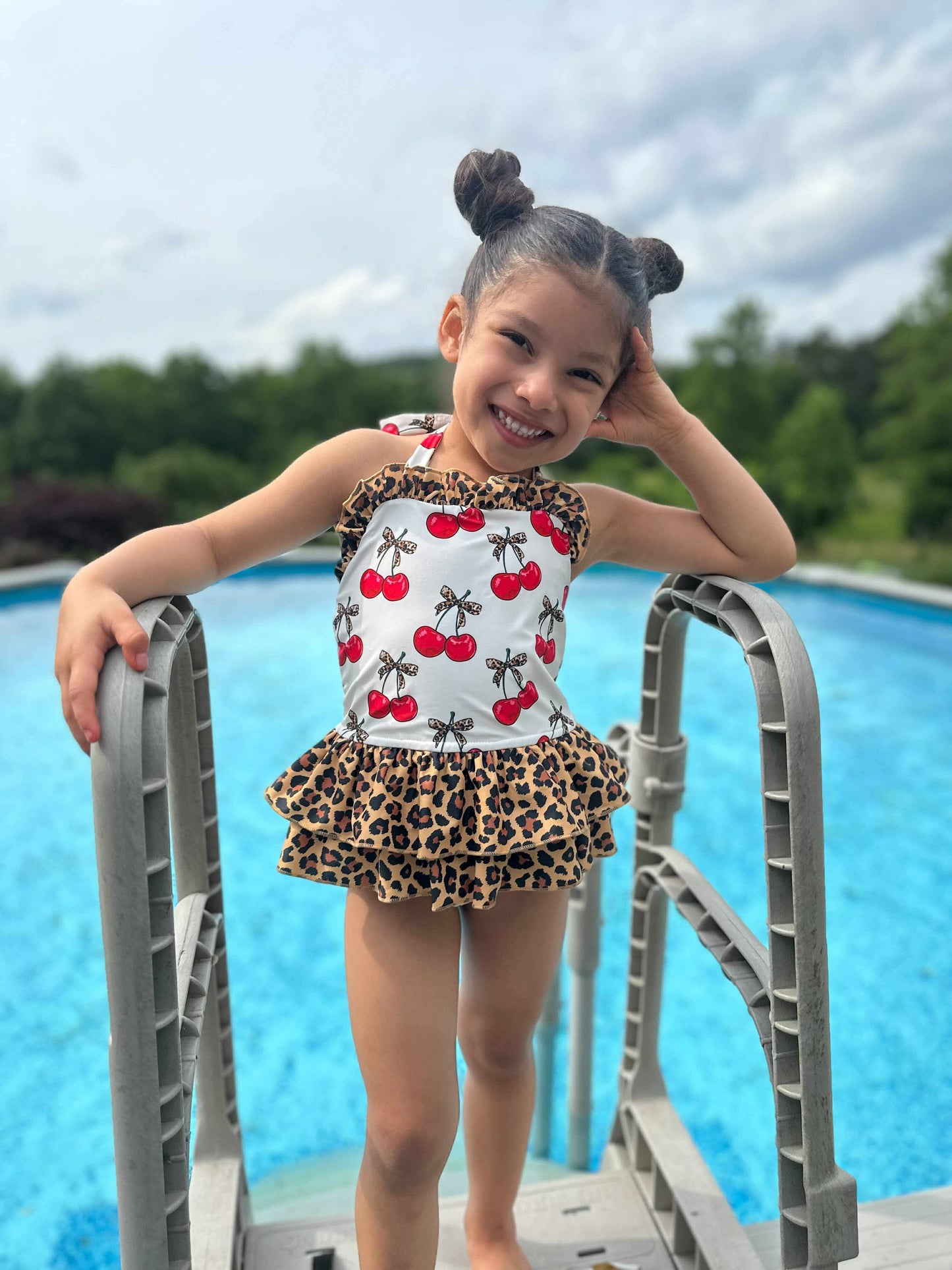 Cherry-licious Ruffled Swim Suit