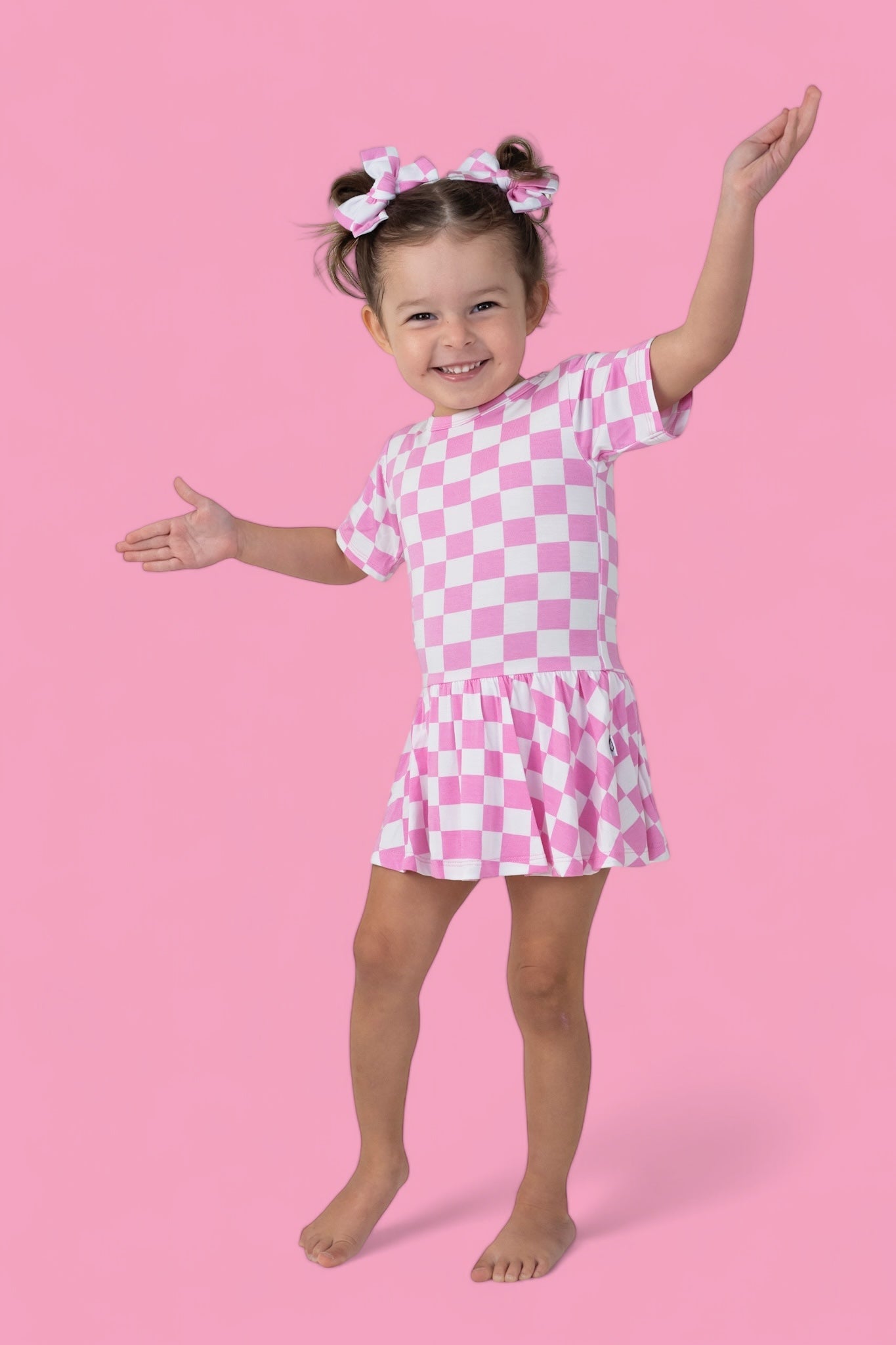 BUBBLEGUM CHECKERS DREAM BODYSUIT DRESS