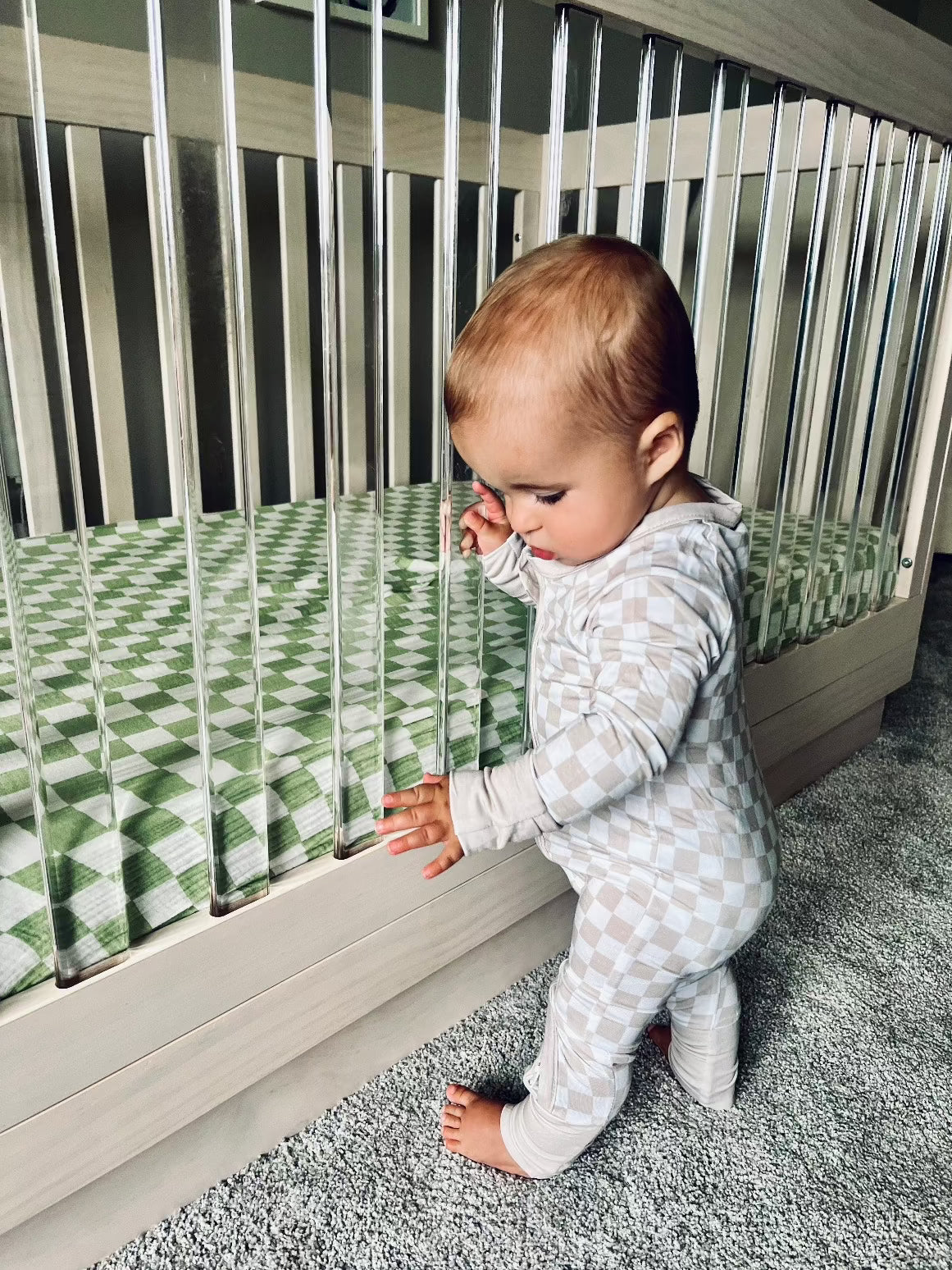 Checkered Bamboo Sleeper | Soft Baby Onesie