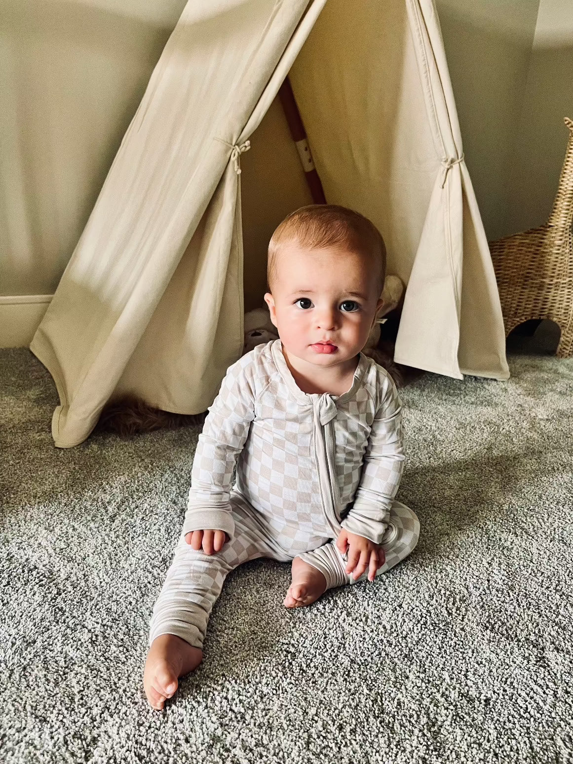 Checkered Bamboo Sleeper | Soft Baby Onesie