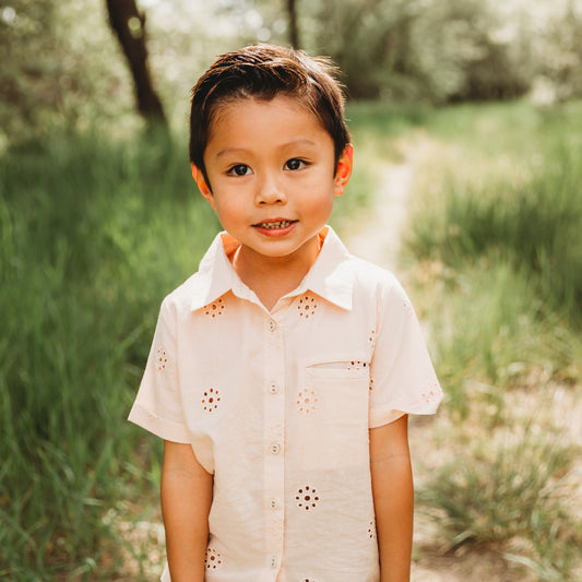 Embroidered Schiffli Boys Shirt and Pant Set