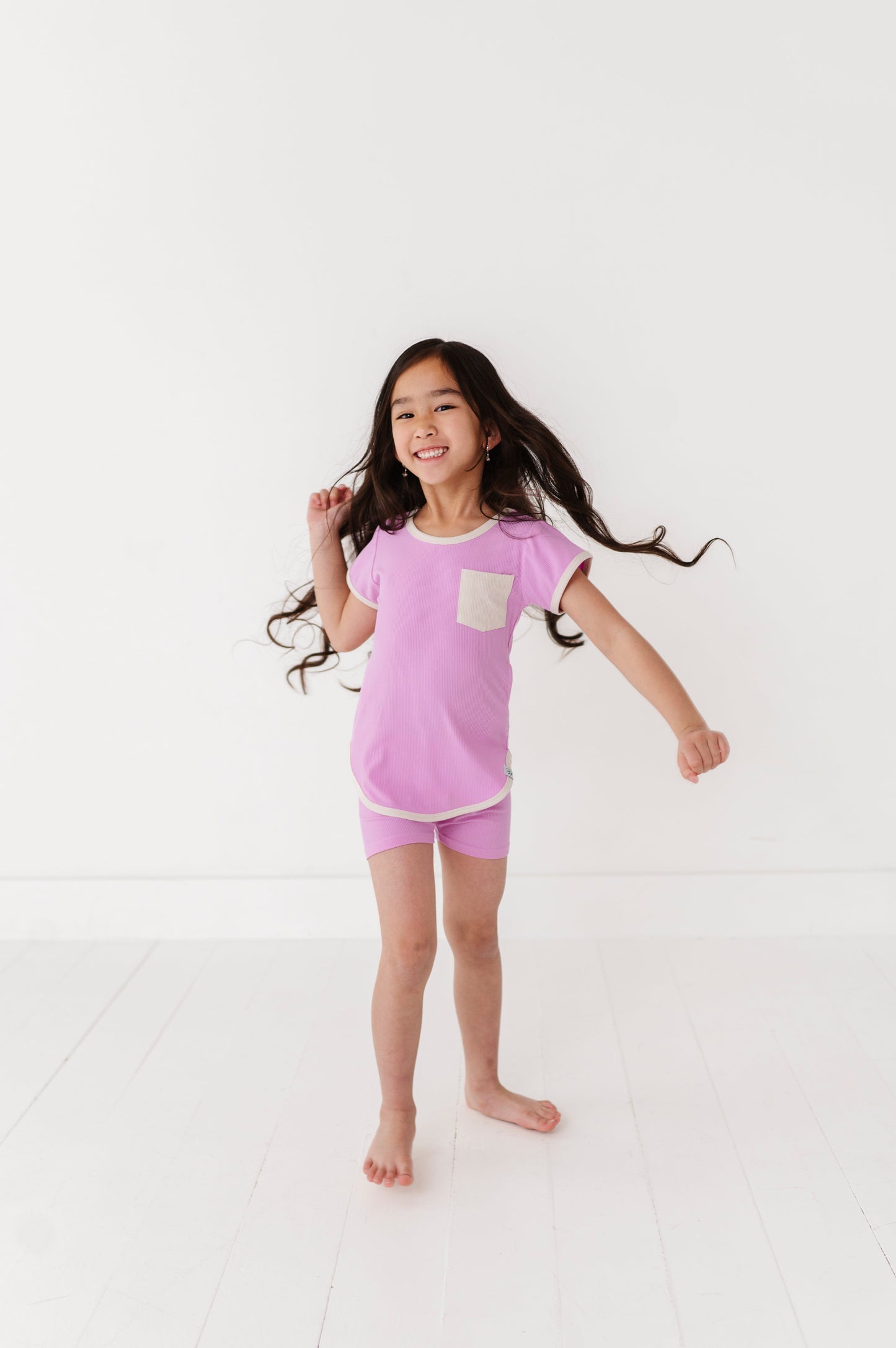 LAVENDER | T-Shirt Dress + Shorts RIB SET